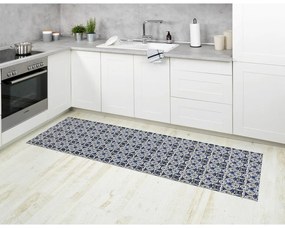 Tappeto da bagno in plastica bianca e blu 65x200 cm Murcia - Wenko