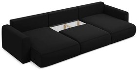 Divano angolare nero allungabile/con contenitore (a U) con rivestimento in velluto Kapua – Makamii