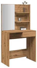 Toeletta Con Specchio Rovere Artigianale 74,5x40x141 Cm /