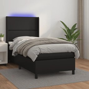 Giroletto A Molle Con Materasso E Led Nero 90x200 Cm Similpelle /