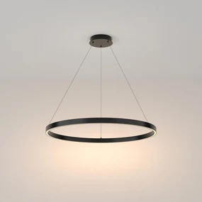 Lampadario A Sospensione Moderno Rim Alluminio Nero Luce Led 51W