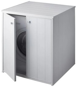 Mobile porta lavatrice 77x71 cm 2 ante in pvc bianco in kit di montaggio