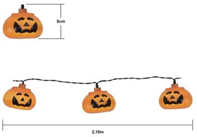 Catena luminosa con alimentazione a batteria numero lampadine 8 pz lunghezza totale 210 cm Halloween – Star Trading