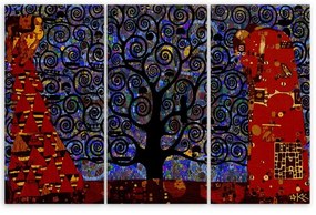 Quadro su tela 3 pannelli, Blue Tree of Life Abstraction