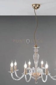 Lampadario paganini 12 luci cristallo oro attacco e14 d.84cm