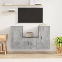 Set di Mobili Porta TV 3 pz Grigio Cemento in Legno Multistratocod mxl 100788