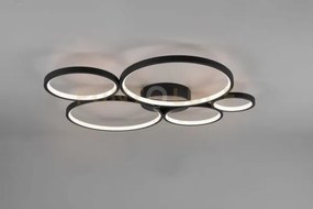 Rondo plafoniera led 49w 5800lm, 3000k 5 cerchi metallo nero opaco ...