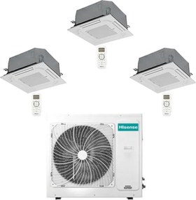 Hisense - Climatizzatore Condizionatore Cassetta 4 vie R32 Trial Split Inverter 9000 + 9000 + 9000 btu con u.e. 3AMW52U4RJC novitá Classe a++/a+