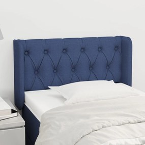Testiera Ad Orecchio Blu 83x16x78/88cm İn Tessuto /