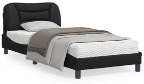 Giroletto Con Testiera Nero 90x200 Cm İn Similpelle /