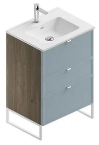 Mobile sottolavabo e lavabo Quadra cotto/cielo in mdf L 60 x H 93 x P 46 cm 1 vasca 3 cassetti