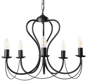 ONLI - Lampadario a sospensione con catena CANDELA 5xE14/6W/230V nero