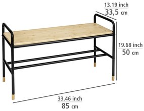 Scarpiera in metallo nero/naturale con panca Loft - Wenko