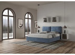 Letto contenitore da 160x200 in microfibra blu Antea