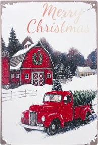 Insegna natalizia vintage targa in metallo Decoro di Natale per parete 6946