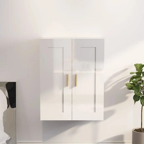 Mobile a parete bianco lucido 69,5x32,5x90 cm legno multistrato