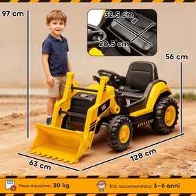 Ruspa Elettrica per Bambini 3-6 Anni Marchio Ufficiale Caterpillar 12V con Telecomando Giallo...