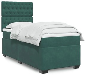 Giroletto A Molle Con Materasso Verde Scuro 100x200 Cm Velluto /