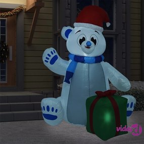 vidaXL Orso Polare Gonfiabile Natalizio con LED Interni Esterni 2,4 m