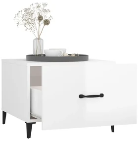 Tavolini salotto gambe in metallo 2 pz bianco lucido 50x50x40cm