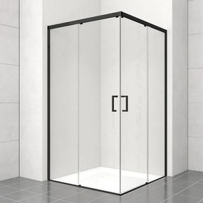 Lato per box doccia angolare scorrevole dritto H 200 x L 70 cm, sp 6 mm nero vetro senza finitura / trasparente