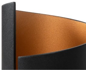 Applique da parete moderna nera con interno dorato - Faldo