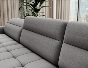 Divano angolare grigio chiaro allungabile/con contenitore (con penisola a destra/a U) e rivestimento in velluto Berrto – ELTAP