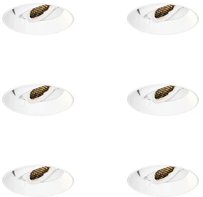 Set di 6 faretti da incasso moderni bianchi GU10 rotondi senza bordi - Oneon Honey