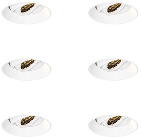 Set di 6 faretti da incasso moderni bianchi GU10 rotondi senza bordi - Oneon Honey