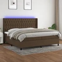 Letto a Molle Materasso e LED MarroneScuro 200x200cm in Tessuto 3138584