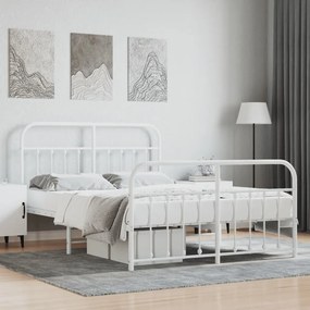 Giroletto Con Testiera E Pediera Metallo Bianco 135x190 Cm /