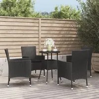 Set Bistr da Giardino 5 pz con Cuscini in Polyrattan Nero 3187417