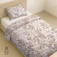 Parure copripiumino singolo flanella foglie beige