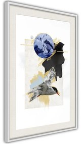 Poster  Abstraction with a Tern  Cornice Quadri Cornice d'oro con passe-partout, Larghezza x Altezza Home decor 30x45