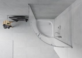 Mexen Rio cabina doccia semicircolare 70 x 70 cm, ghiaccio, cromo + piatto doccia Rio, bianco - 863-070-070-01-30-4710