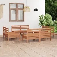 Set Divani da Giardino 8 pz Miele in Legno Massello di Pino 3082415