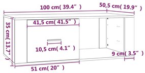 Tavolino Salotto Grigio Sonoma 100x50,5x35 cm Legno Multistrato