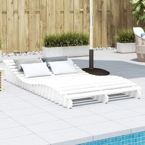 Lettino Prendisole Bianco 205x110x31,5cm Legno Massello Di Pino /