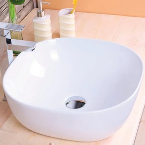 Lavabo da appoggio SANYCCES quadrato in ceramica L 42.5 x H 15 x P 12.1 cm bianco lucido piletta non inclusa