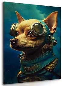 Quadro su tela – Cane blu-oro