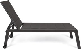 Lettino Prendisole Alto Reclinabile In Alluminio Con Ruote E Tessuto Imbottito Antracite