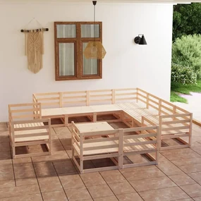 Set divani da giardino 12 pz in legno massello di pino