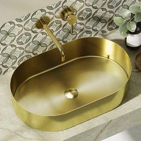 Kamalu - lavabo appoggio in acciaio finitura oro spazzolato | kj5500g