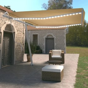 Tenda Automatica Sensore Vento E Led 450x350 Cm Gialla Bianca /