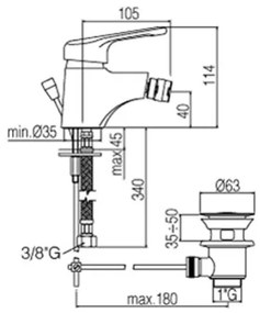 Miscelatore bidet Paffoni serie Nettuno con piletta di scarico NT 135 CR