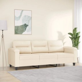 Divano a 3 posti beige 180 cm in tessuto microfibra