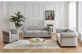 Divano 3+2+1 posti Velluto Grigio - CHESTERFIELD