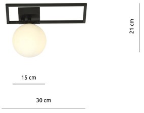 Plafoniera Moderna 1 Luce Imago 1130/1D In Acciaio Nero Vetro Opale