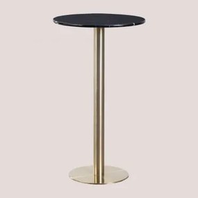 Tavolo alto da bar rotondo in marmo (Ø60 cm) Cosmopolitan Nero & - Sklum