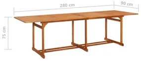 Tavolo da Pranzo per Esterni 280x90x75cm Legno Massello Acacia
